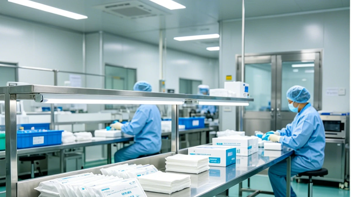 Cleanroom wipes in an ISO Class 7 medical device assembly area — proper documentation and lot traceability required for audit readiness