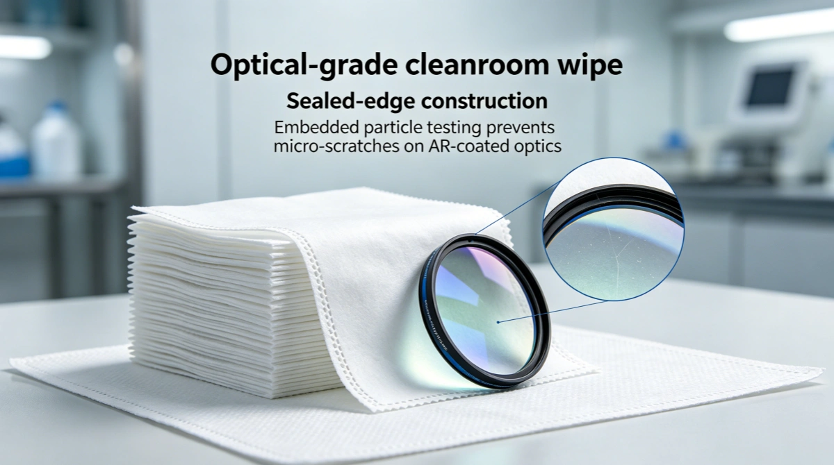 Cleanroom Wipes for Optical Lens and Display Panel Manufacturing: Why Your “Lint-Free” Wipe Is Still Scratching Your Product