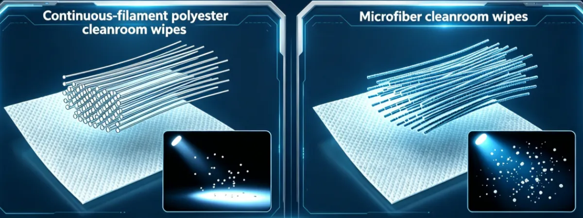 Continuous-Filament Polyester vs Microfiber Cleanroom Wipes for Semiconductor | Lint-Free UV Inspection Performance
