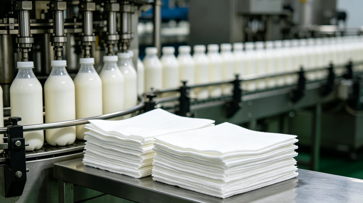 Food grade industrial wiping cloths for FDA compliant food manufacturing surface preparation