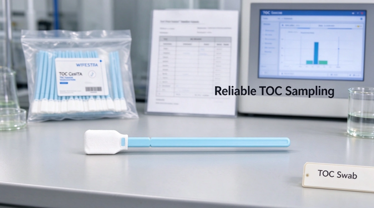 Cleanroom swabs and sterile environmental sampling kit materials — foam tip, polyester tip, ESD and TOC validation swabs for viable monitoring