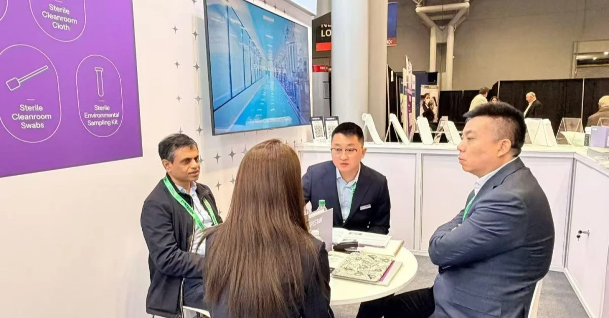 WIPESTAR sterile pre-wetted wipers triple-bagged GMP packaging detail for aseptic cleanroom use