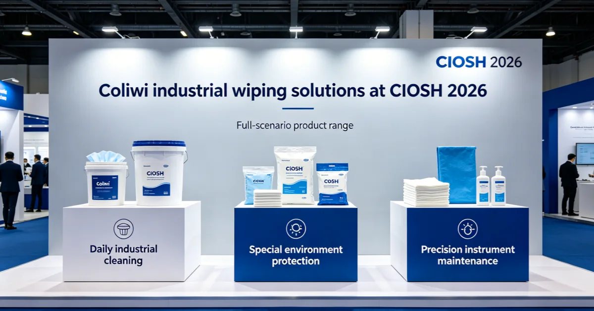 Coliwi industrial wiping solutions at CIOSH 2026 — full-scenario product range covering daily industrial cleaning, special environment protection, and precision instrument maintenance